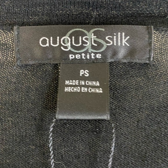 August Silk Linen Blend Black Top Size Petite Small HSH Spring - Picture 7 of 7